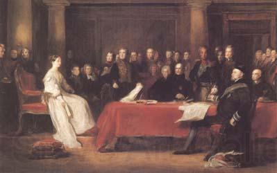 Sir David Wilkie THe First Council of Queen Victoria (mk25) Norge oil painting art